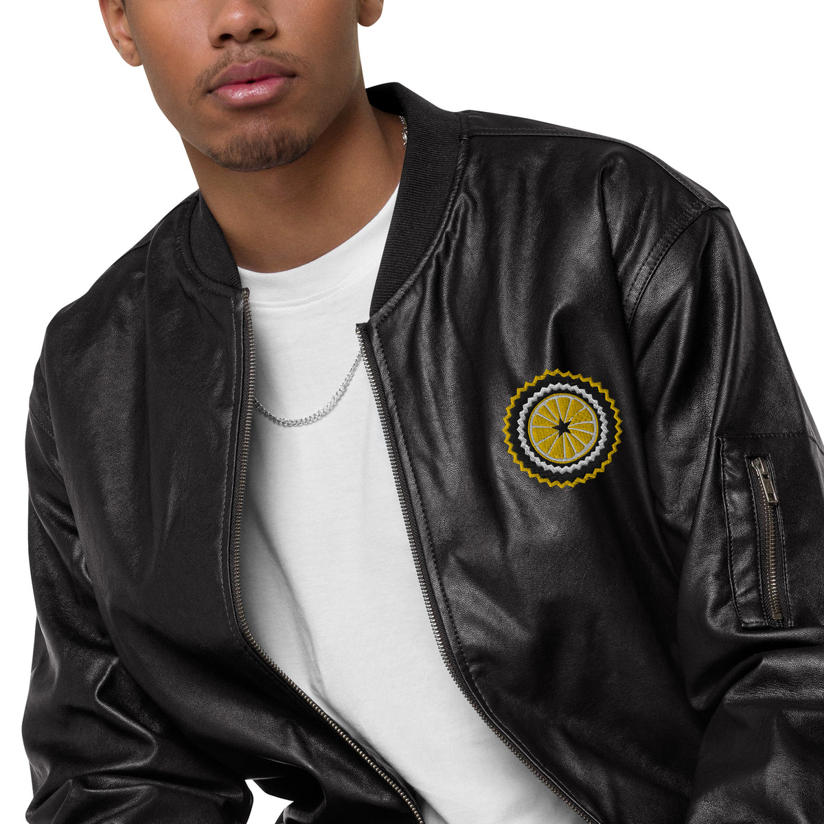 Mens black bomber outlet jacket gold zip