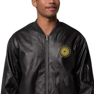 Lemon Logo Faux Leather Bomber Jacket