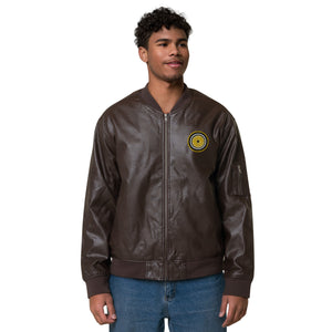 Lemon Logo Faux Leather Bomber Jacket